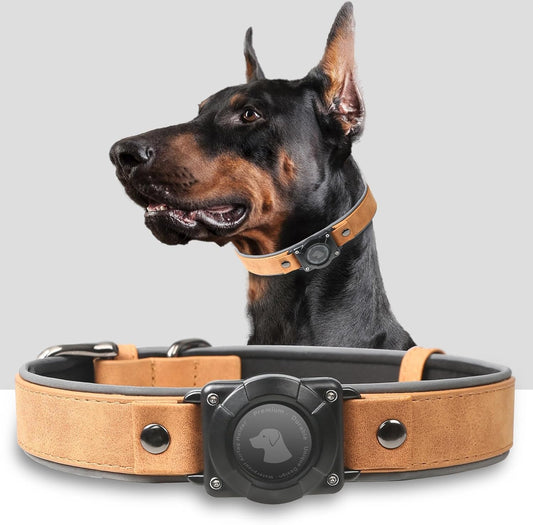 Airtag - Collier AirTag en cuire Pour Chien (Support AirTag) 